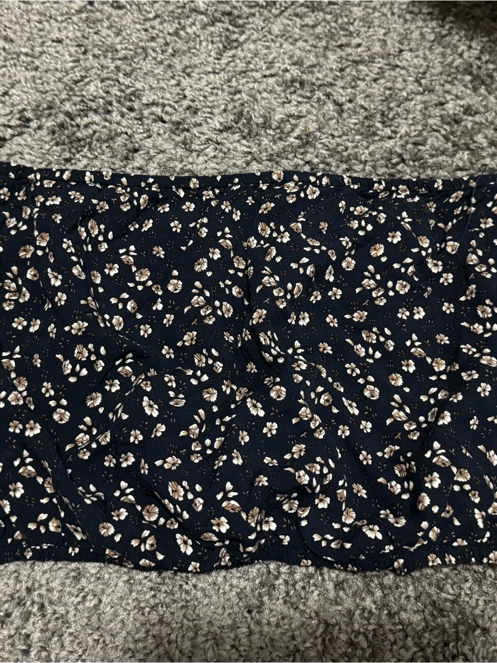 Women's Navy Floral Crop Top with Smocked Hem